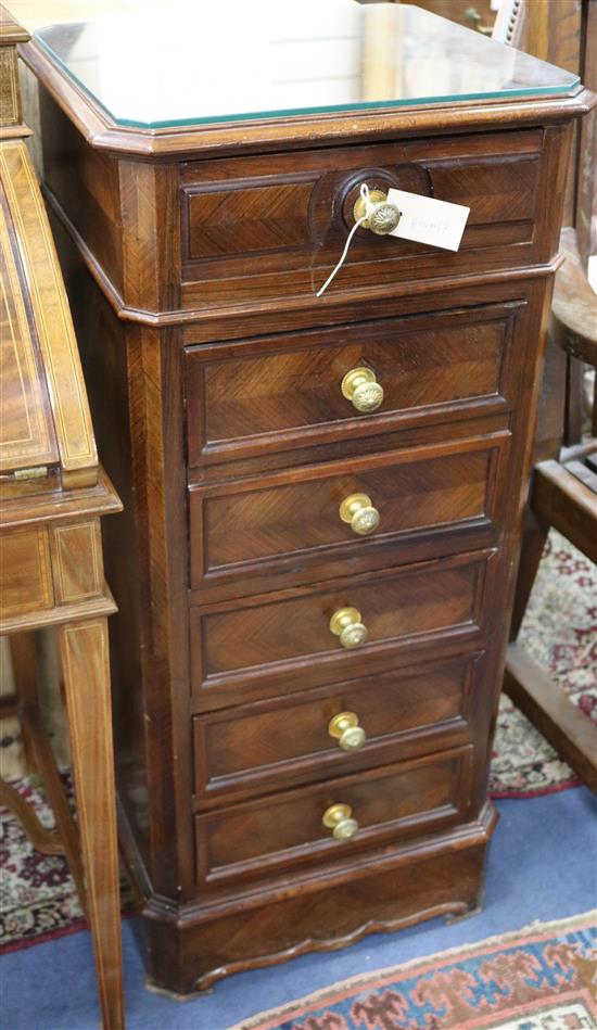 A French bedside chest of six drawers W.43cm